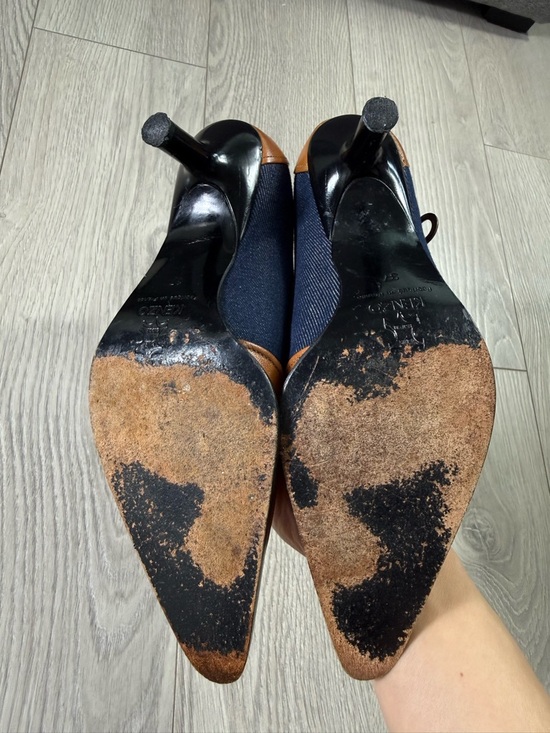 Vintage Y2K Kenzo Leather Denim Pointed Toe Heels - Picture 13 of 14